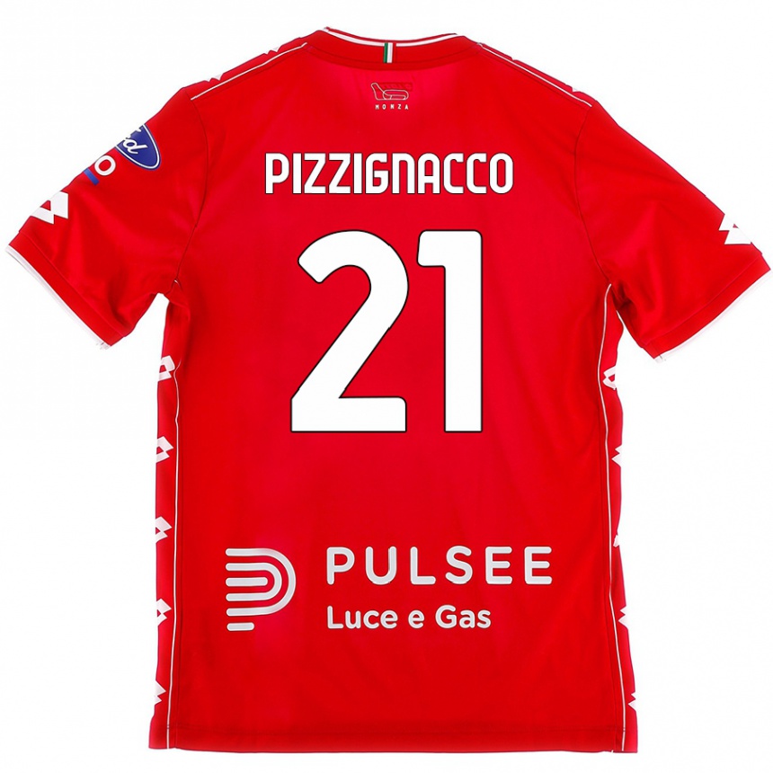 Vaikiškas Semuel Pizzignacco #21 Raudona Balta Namų Marškinėliai 2024/25 T-Shirt