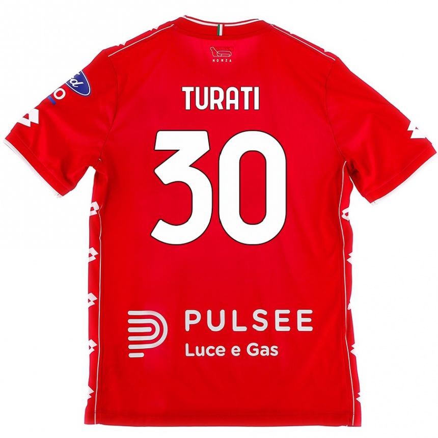 Vaikiškas Stefano Turati #30 Raudona Balta Namų Marškinėliai 2024/25 T-Shirt