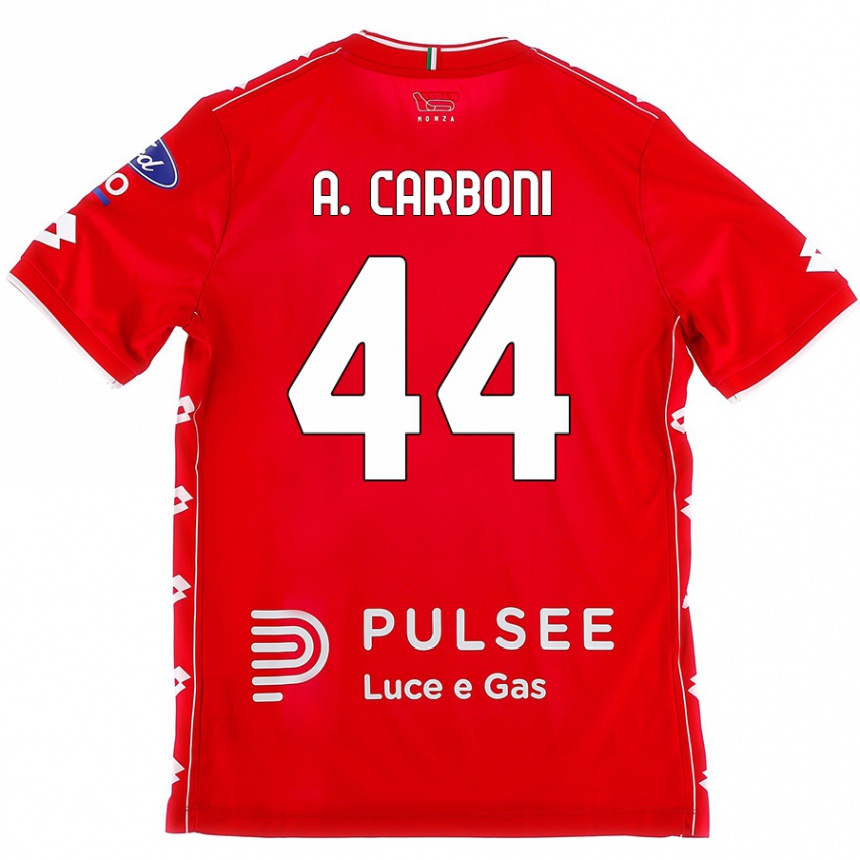 Vaikiškas Andrea Carboni #44 Raudona Balta Namų Marškinėliai 2024/25 T-Shirt