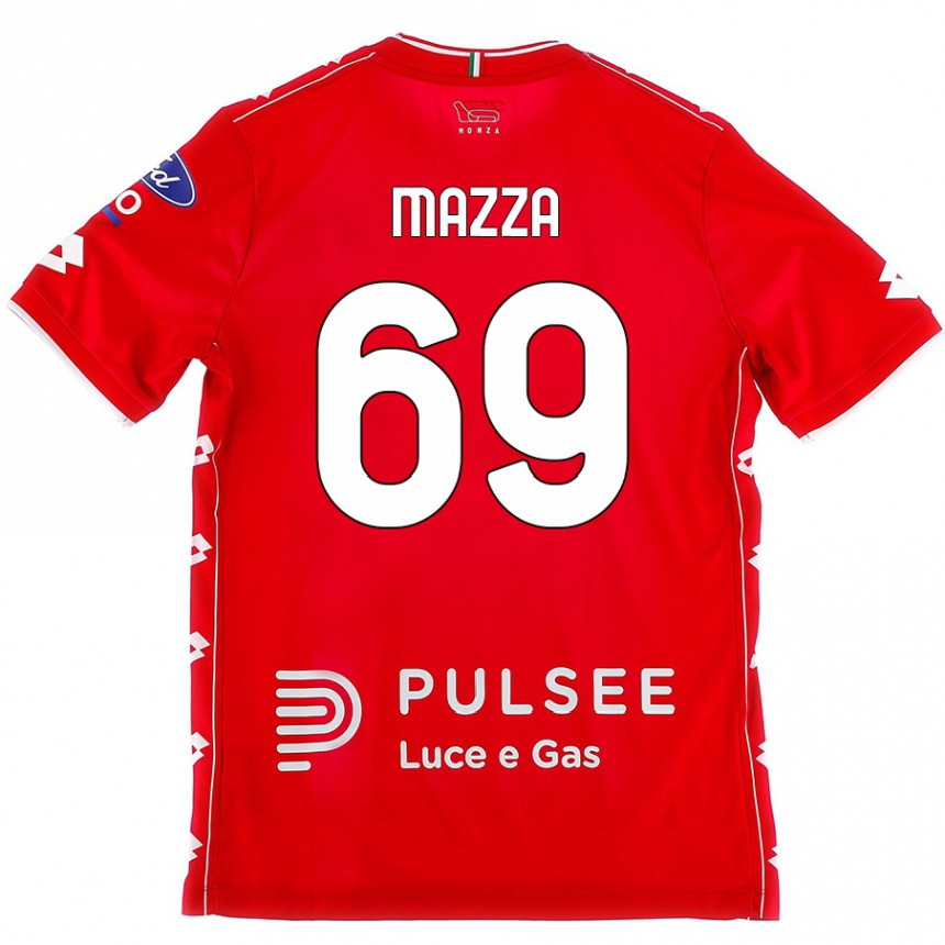 Vaikiškas Andrea Mazza #69 Raudona Balta Namų Marškinėliai 2024/25 T-Shirt