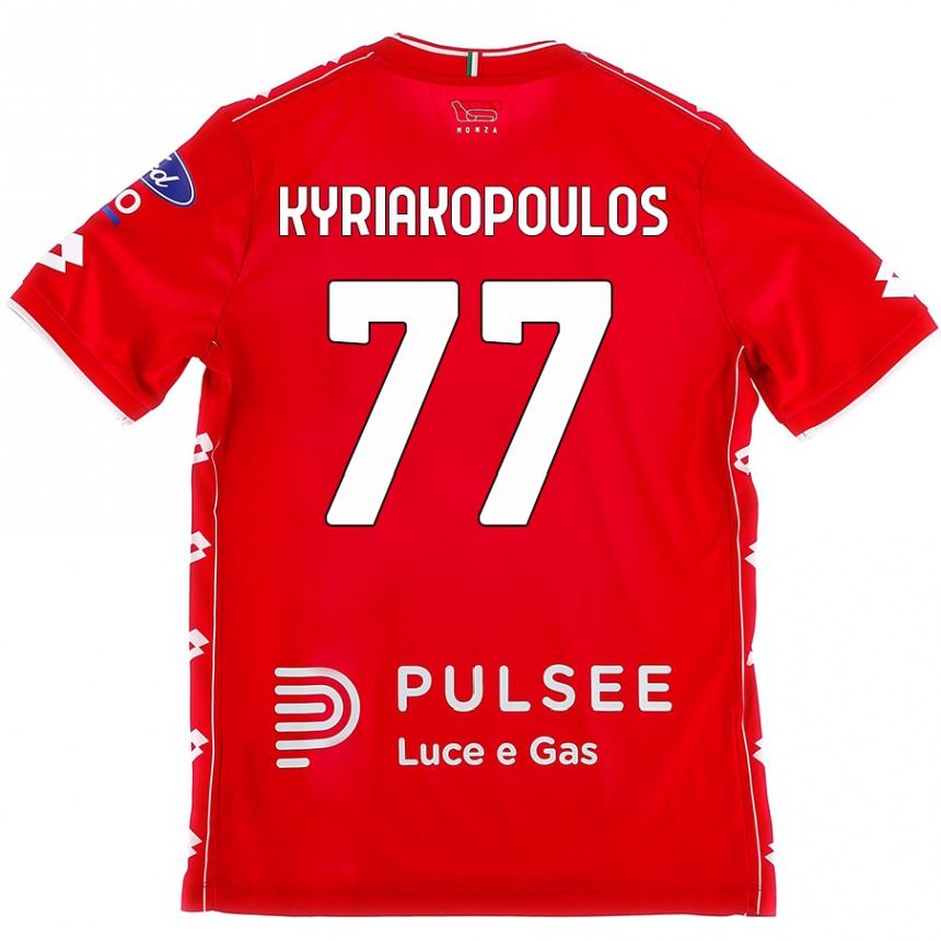 Vaikiškas Georgios Kyriakopoulos #77 Raudona Balta Namų Marškinėliai 2024/25 T-Shirt