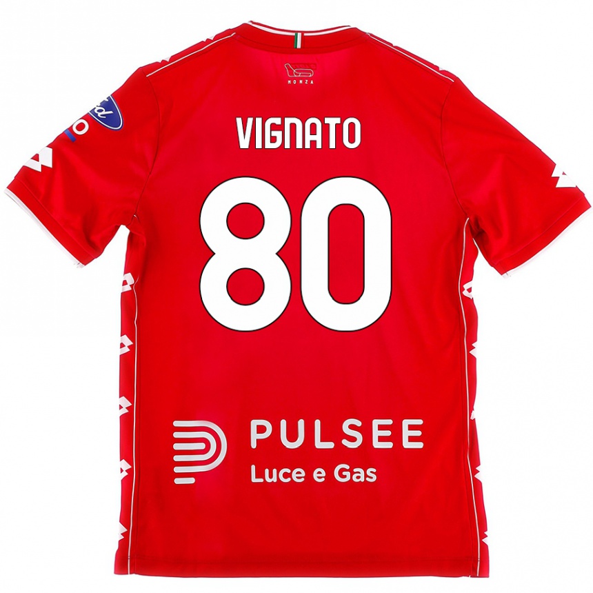 Vaikiškas Samuele Vignato #80 Raudona Balta Namų Marškinėliai 2024/25 T-Shirt