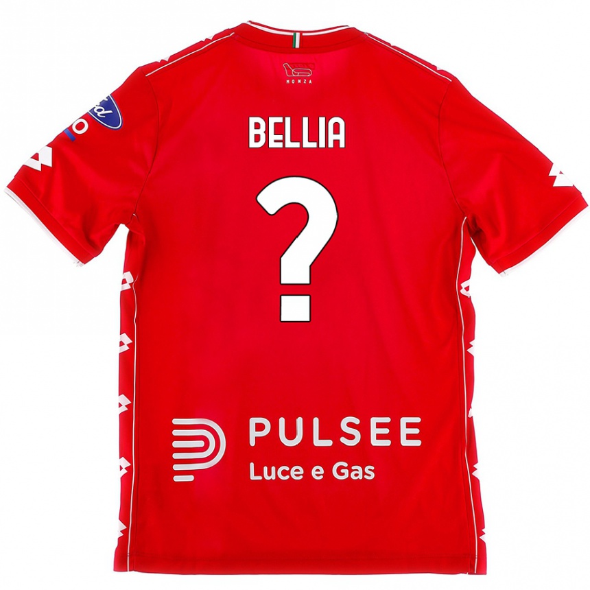 Vaikiškas Edoardo Bellia #0 Raudona Balta Namų Marškinėliai 2024/25 T-Shirt