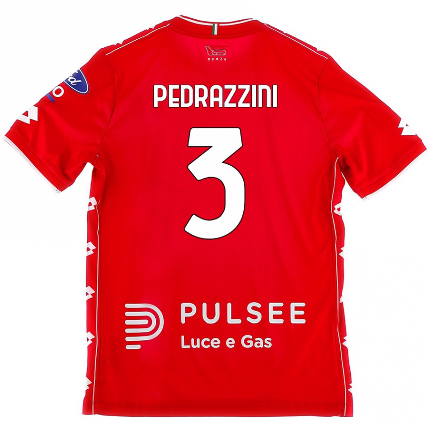 Vaikiškas Carlo Pedrazzini #3 Raudona Balta Namų Marškinėliai 2024/25 T-Shirt