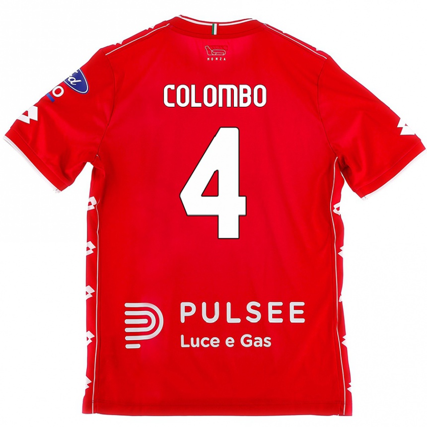 Vaikiškas Leonardo Colombo #4 Raudona Balta Namų Marškinėliai 2024/25 T-Shirt