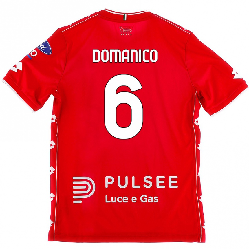 Vaikiškas Saverio Domanico #6 Raudona Balta Namų Marškinėliai 2024/25 T-Shirt