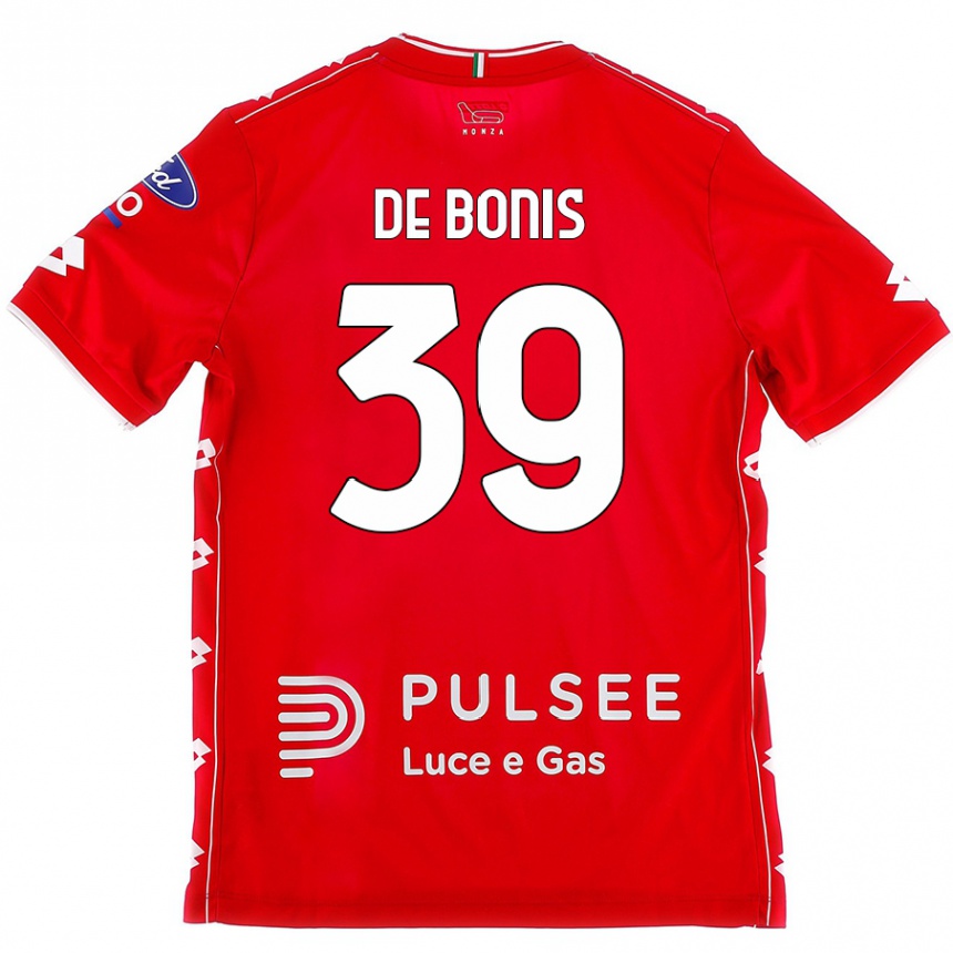 Vaikiškas Andrea De Bonis #39 Raudona Balta Namų Marškinėliai 2024/25 T-Shirt