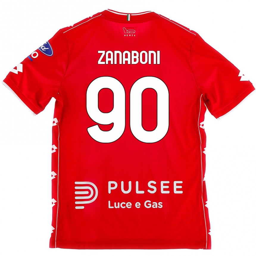 Vaikiškas Emanuele Zanaboni #90 Raudona Balta Namų Marškinėliai 2024/25 T-Shirt