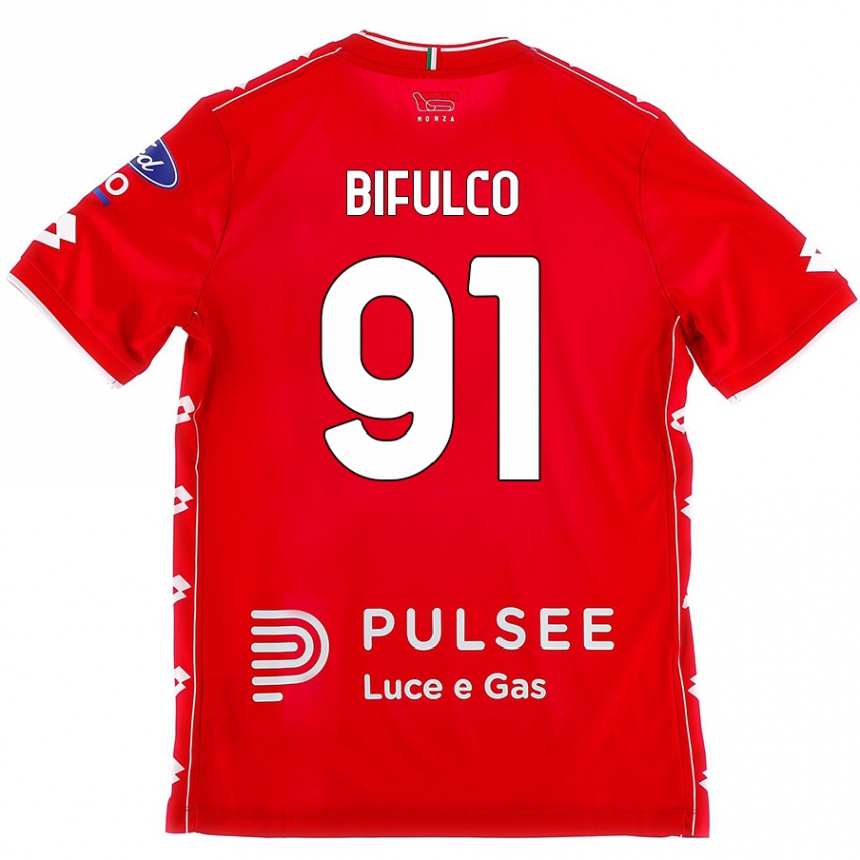 Vaikiškas Davide Bifulco #91 Raudona Balta Namų Marškinėliai 2024/25 T-Shirt