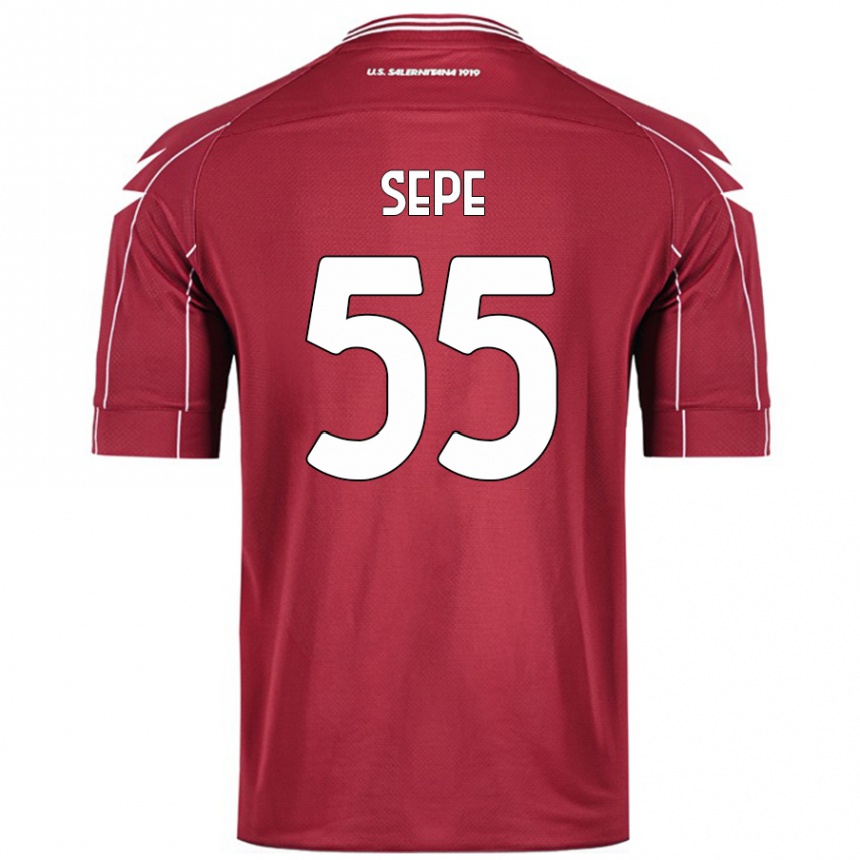 Vaikiškas Luigi Sepe #55 Burgundija Namų Marškinėliai 2024/25 T-Shirt