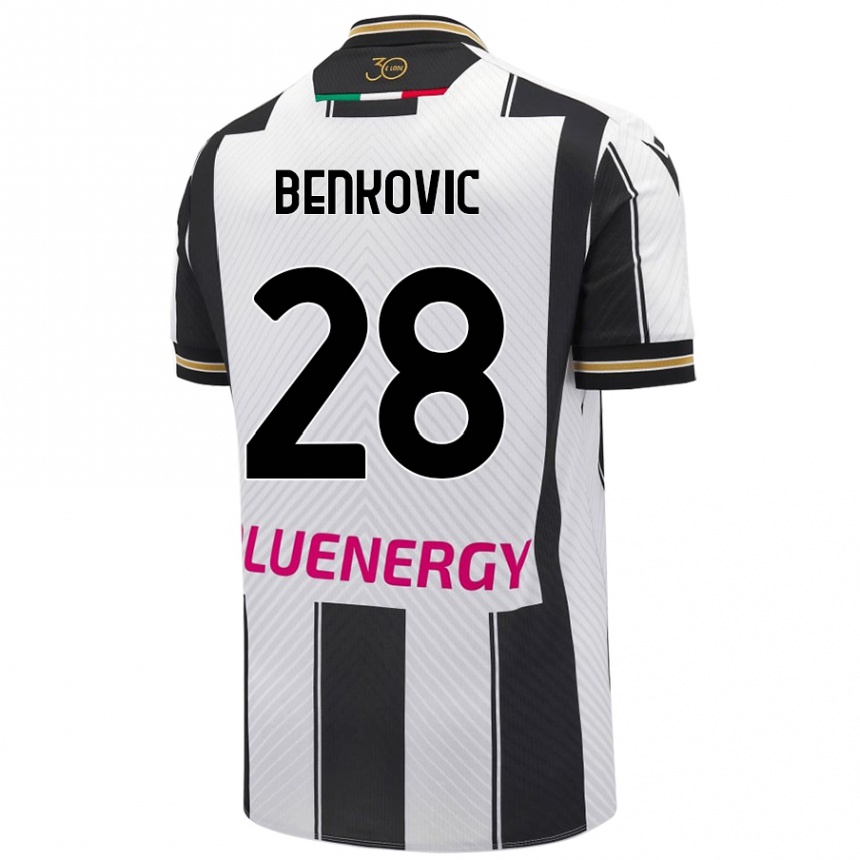 Vaikiškas Filip Benkovic #28 Balta Juoda Namų Marškinėliai 2024/25 T-Shirt