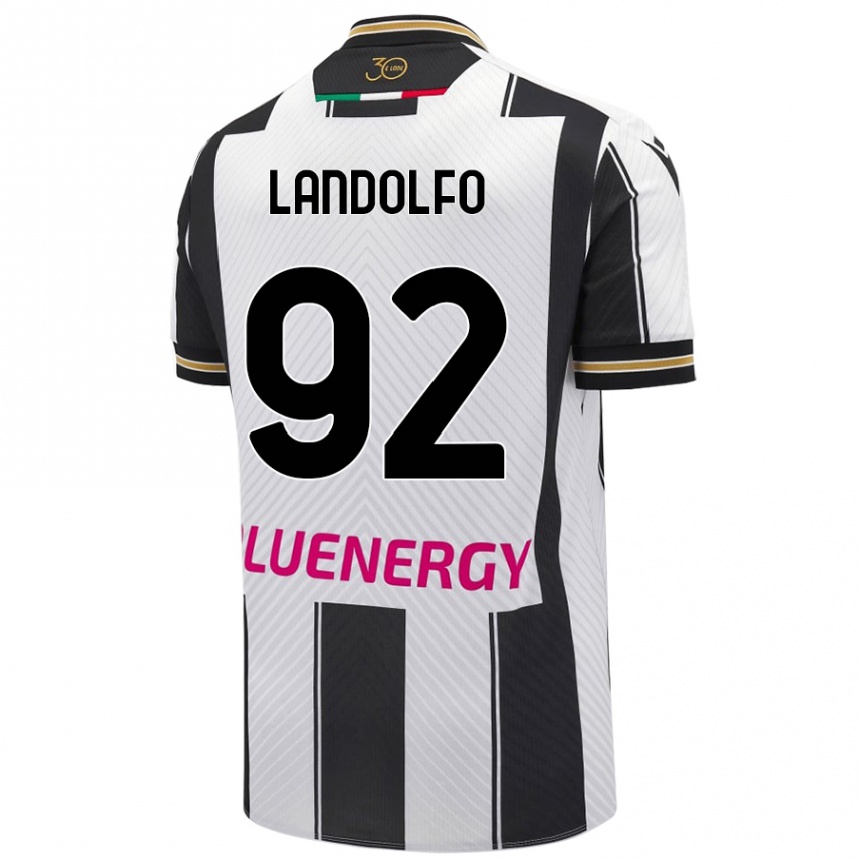 Vaikiškas Tommaso Landolfo #92 Balta Juoda Namų Marškinėliai 2024/25 T-Shirt