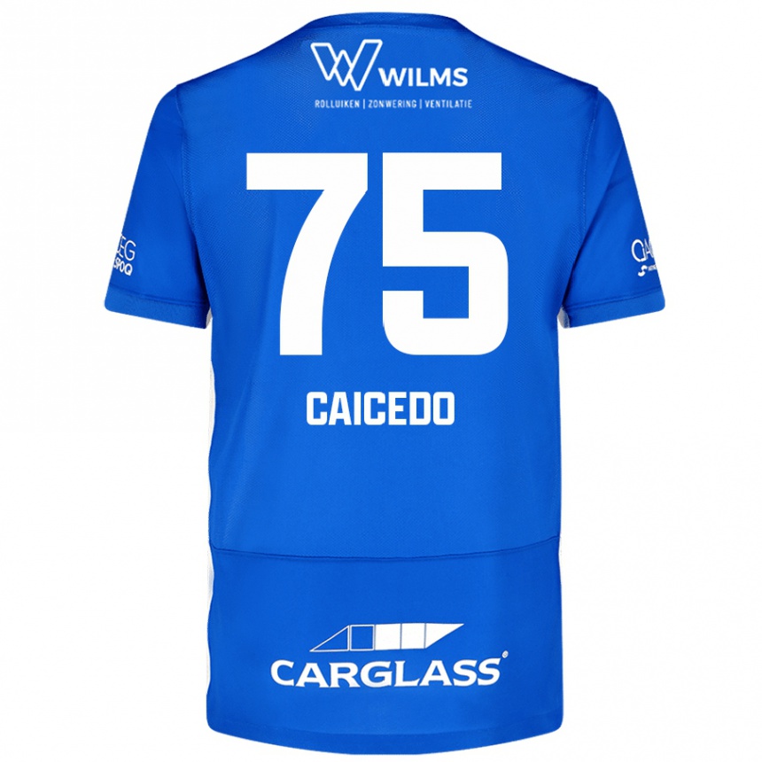 Vaikiškas Alfred Caicedo #75 Mėlyna Namų Marškinėliai 2024/25 T-Shirt