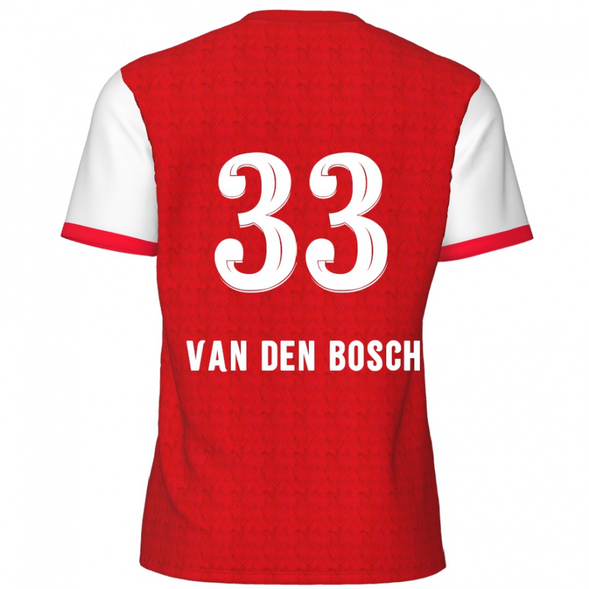 Vaikiškas Zeno Van Den Bosch #33 Raudona Balta Namų Marškinėliai 2024/25 T-Shirt