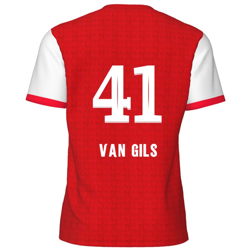 Vaikiškas Mathis Van Gils #41 Raudona Balta Namų Marškinėliai 2024/25 T-Shirt