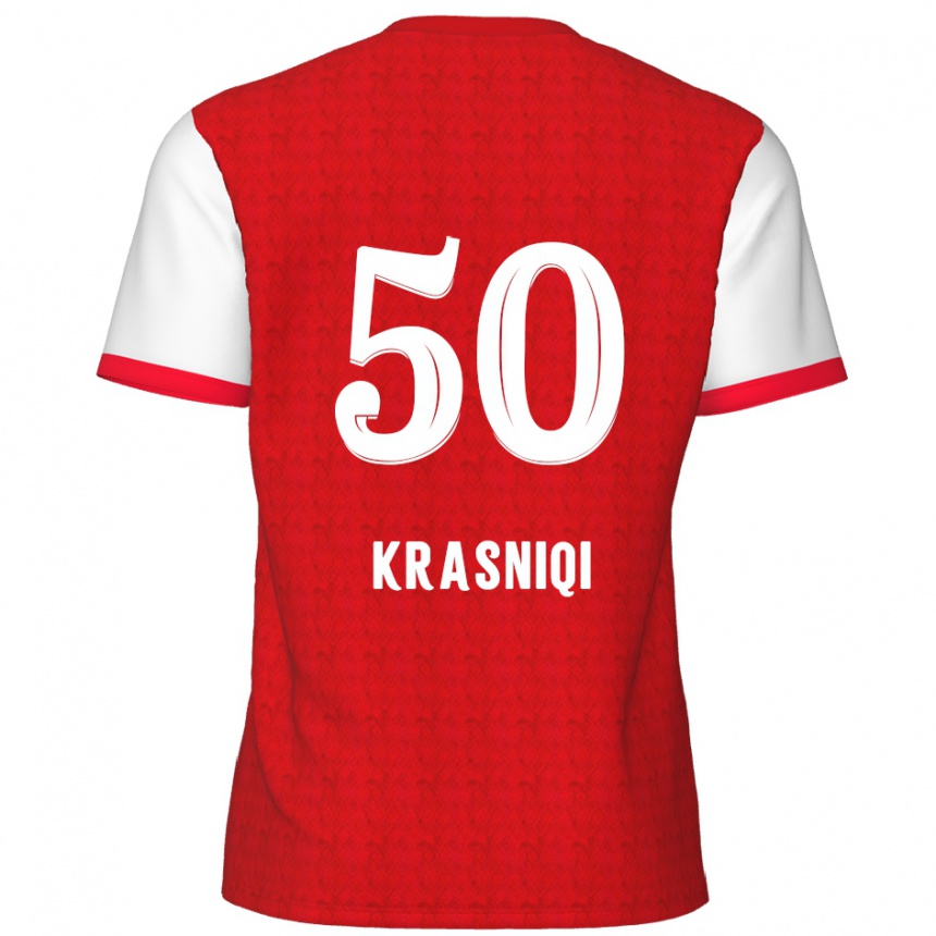 Vaikiškas Laurit Krasniqi #50 Raudona Balta Namų Marškinėliai 2024/25 T-Shirt