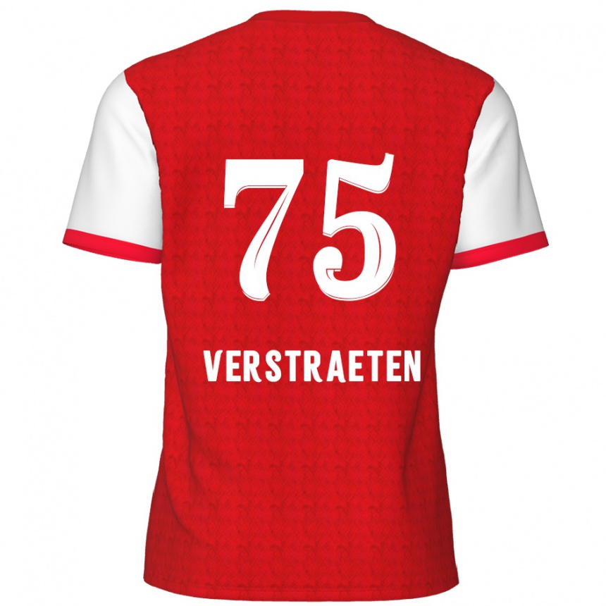 Vaikiškas Andreas Verstraeten #75 Raudona Balta Namų Marškinėliai 2024/25 T-Shirt