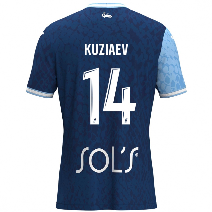 Vaikiškas Daler Kuzyaev #14 Dangaus Mėlyna Tamsiai Mėlyna Namų Marškinėliai 2024/25 T-Shirt