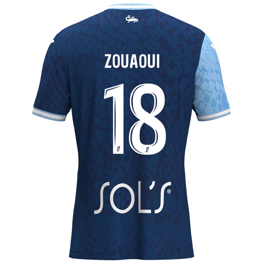 Vaikiškas Yanis Zouaoui #18 Dangaus Mėlyna Tamsiai Mėlyna Namų Marškinėliai 2024/25 T-Shirt