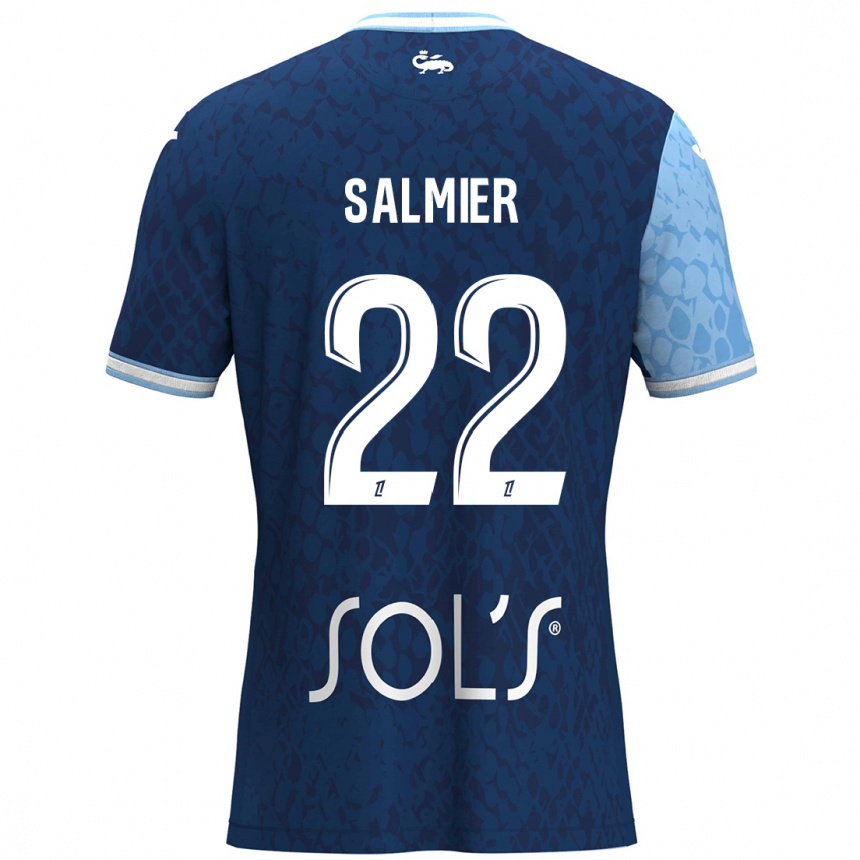 Vaikiškas Yoann Salmier #22 Dangaus Mėlyna Tamsiai Mėlyna Namų Marškinėliai 2024/25 T-Shirt