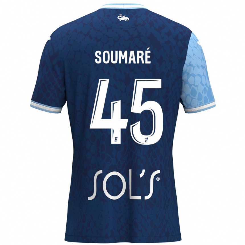 Vaikiškas Issa Soumaré #45 Dangaus Mėlyna Tamsiai Mėlyna Namų Marškinėliai 2024/25 T-Shirt