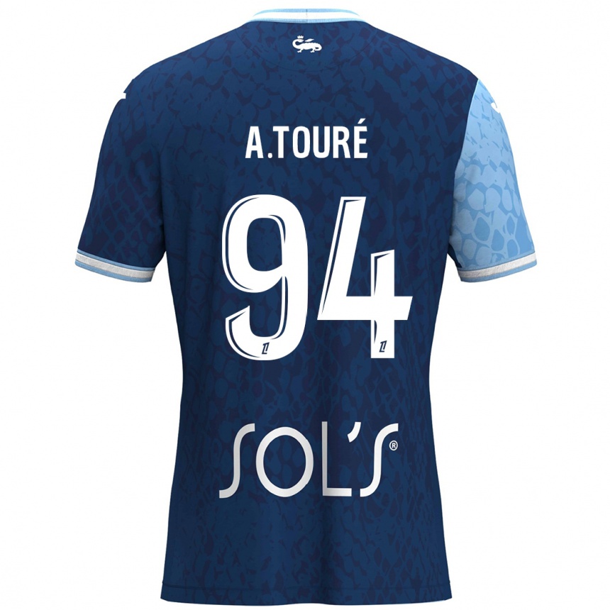 Vaikiškas Abdoulaye Touré #94 Dangaus Mėlyna Tamsiai Mėlyna Namų Marškinėliai 2024/25 T-Shirt