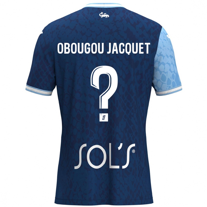 Vaikiškas Noam Obougou Jacquet #0 Dangaus Mėlyna Tamsiai Mėlyna Namų Marškinėliai 2024/25 T-Shirt