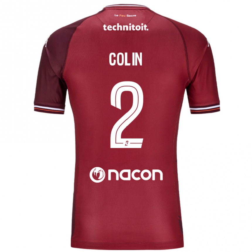 Vaikiškas Maxime Colin #2 Raudona Granata Namų Marškinėliai 2024/25 T-Shirt