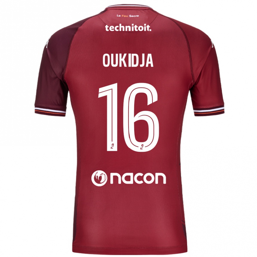 Vaikiškas Alexandre Oukidja #16 Raudona Granata Namų Marškinėliai 2024/25 T-Shirt