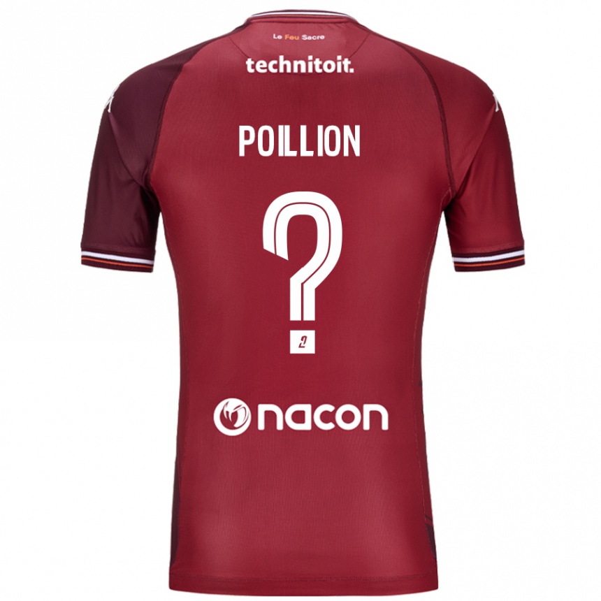 Vaikiškas Noé Poillion #0 Raudona Granata Namų Marškinėliai 2024/25 T-Shirt