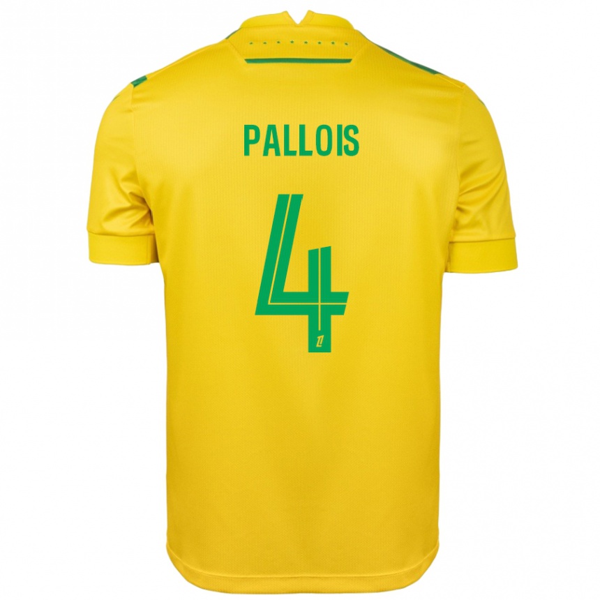 Vaikiškas Nicolas Pallois #4 Geltona Žalia Namų Marškinėliai 2024/25 T-Shirt