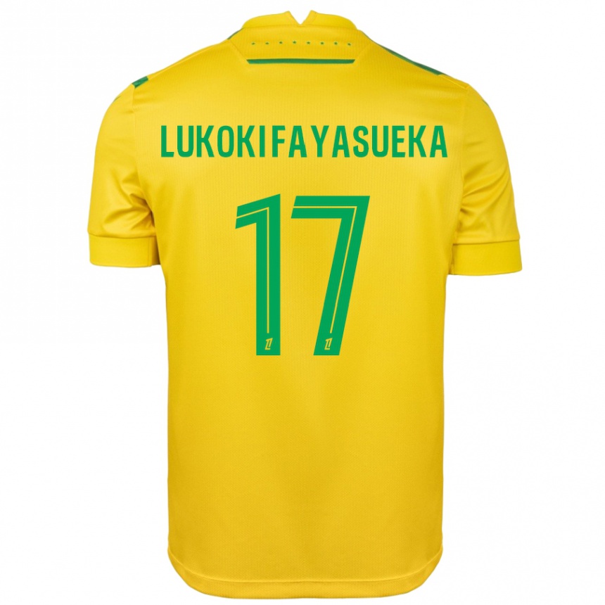 Vaikiškas Kévin Lukoki Fayasueka #17 Geltona Žalia Namų Marškinėliai 2024/25 T-Shirt