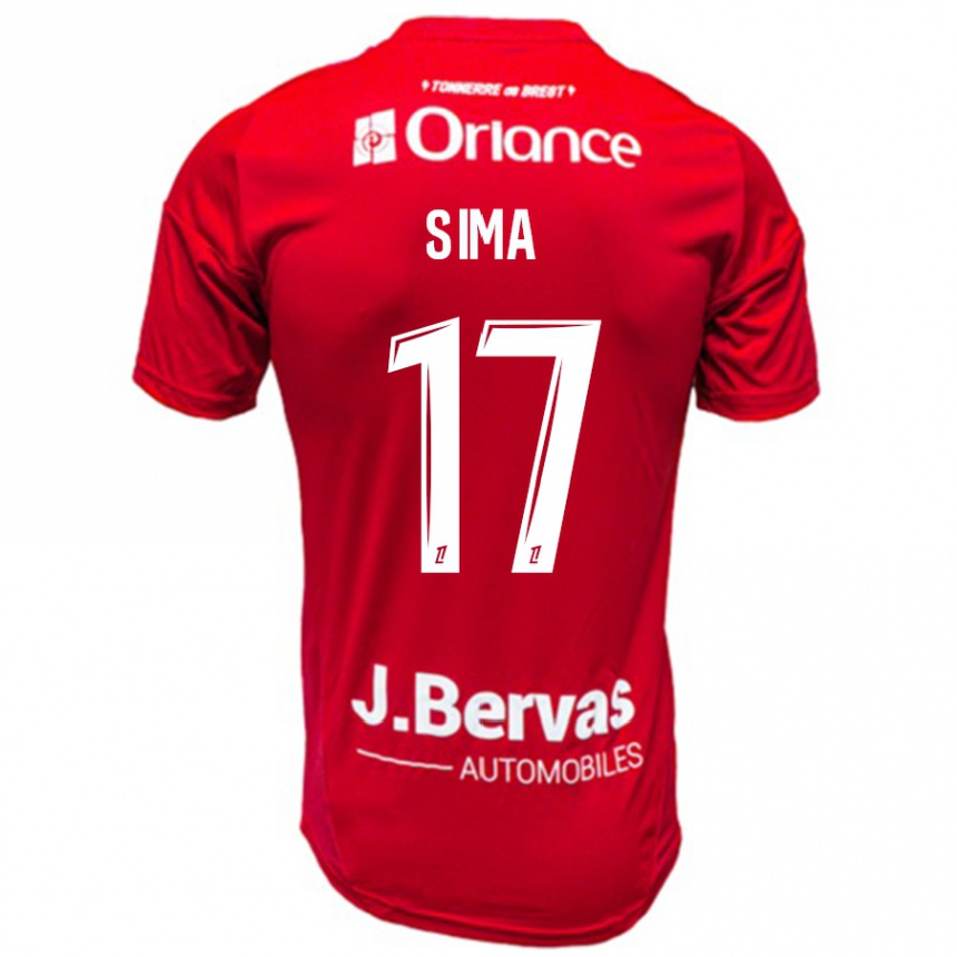 Vaikiškas Abdallah Sima #17 Raudona Balta Namų Marškinėliai 2024/25 T-Shirt