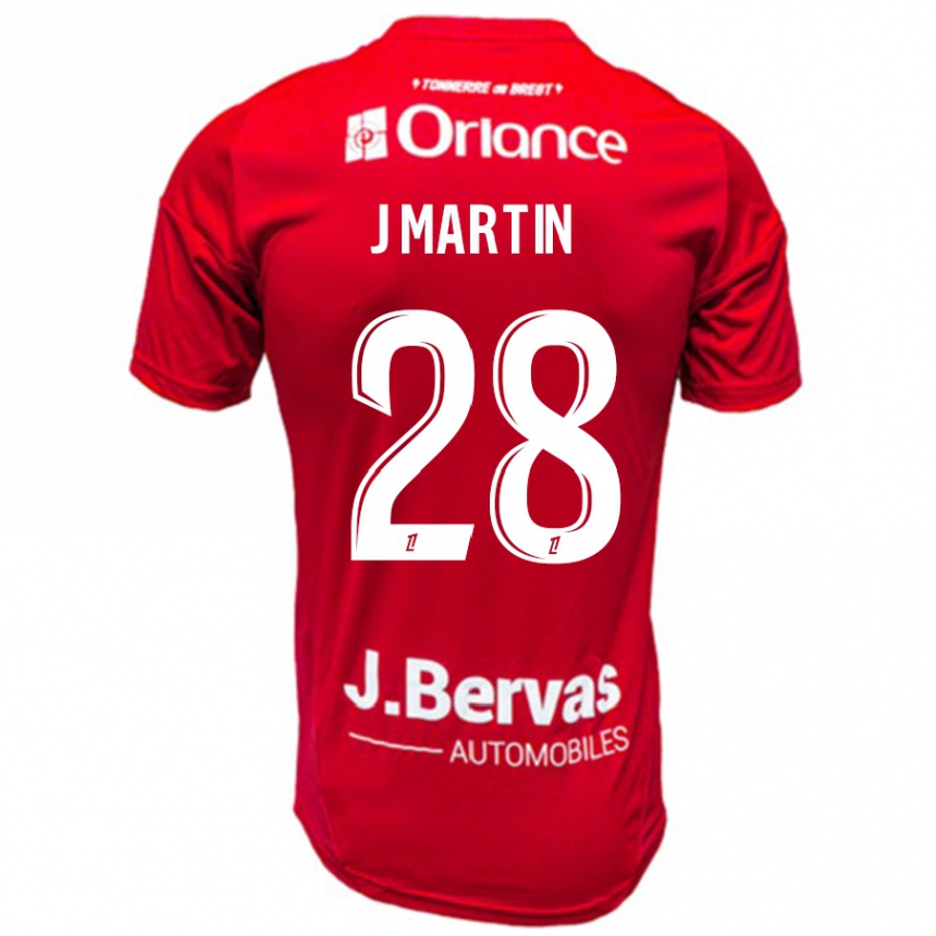 Vaikiškas Jonas Martin #28 Raudona Balta Namų Marškinėliai 2024/25 T-Shirt