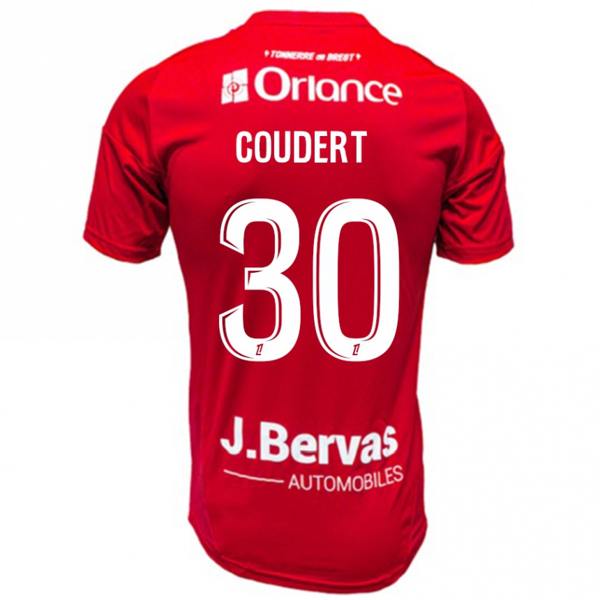 Vaikiškas Grégoire Coudert #30 Raudona Balta Namų Marškinėliai 2024/25 T-Shirt