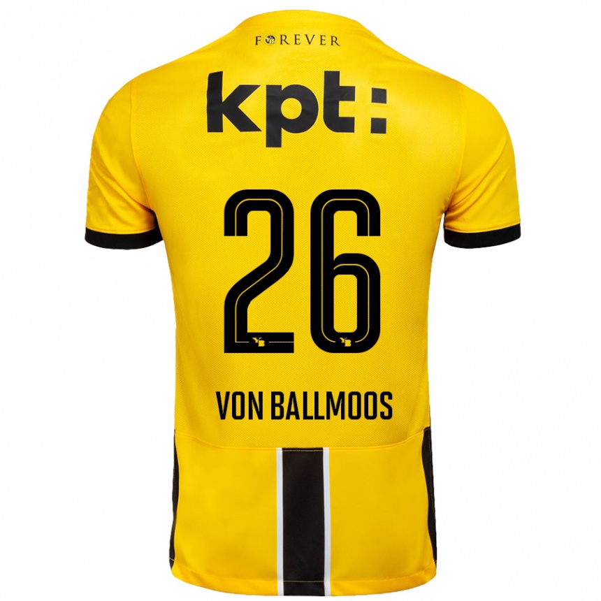 Vaikiškas David Von Ballmoos #26 Geltona Juoda Namų Marškinėliai 2024/25 T-Shirt