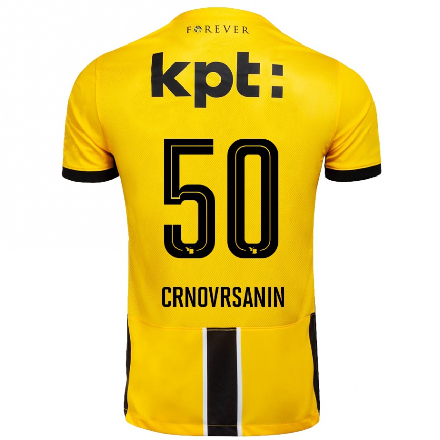 Vaikiškas Sadin Crnovrsanin #50 Geltona Juoda Namų Marškinėliai 2024/25 T-Shirt