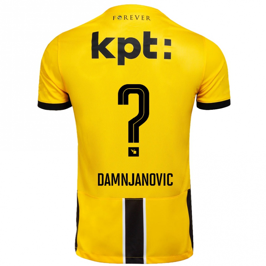 Vaikiškas Lazar Damnjanovic #0 Geltona Juoda Namų Marškinėliai 2024/25 T-Shirt