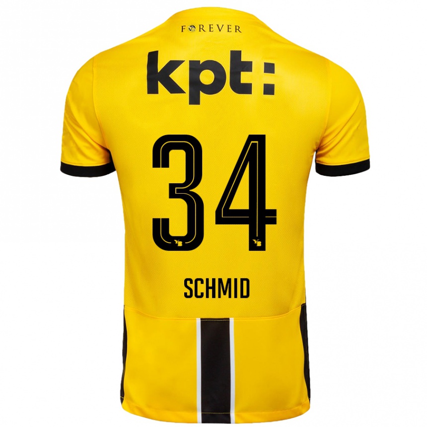 Vaikiškas Céline Schmid #34 Geltona Juoda Namų Marškinėliai 2024/25 T-Shirt