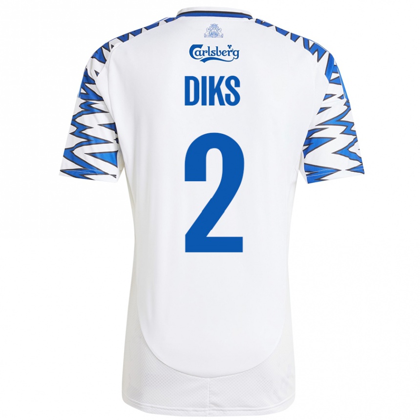 Vaikiškas Kevin Diks #2 Baltas Dangus Mėlynas Namų Marškinėliai 2024/25 T-Shirt