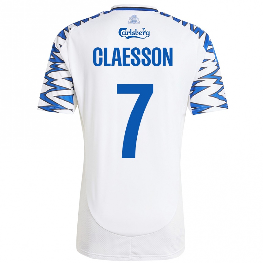 Vaikiškas Viktor Claesson #7 Baltas Dangus Mėlynas Namų Marškinėliai 2024/25 T-Shirt