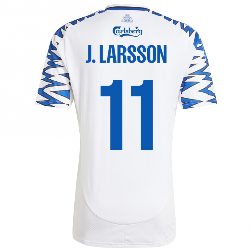 Vaikiškas Jordan Larsson #11 Baltas Dangus Mėlynas Namų Marškinėliai 2024/25 T-Shirt