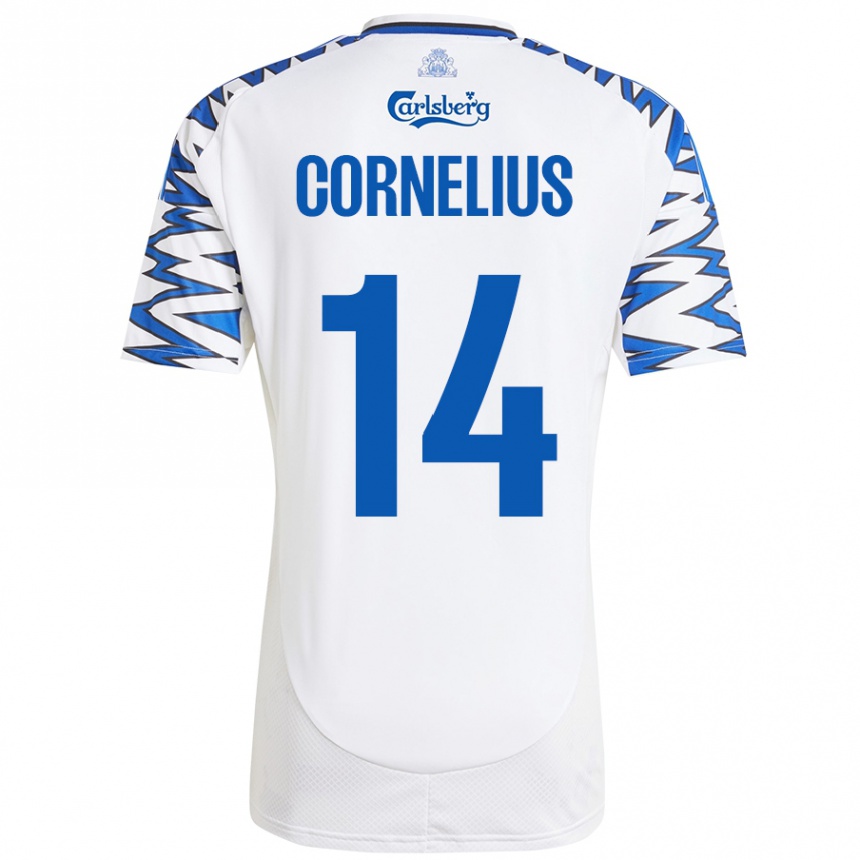 Vaikiškas Andreas Cornelius #14 Baltas Dangus Mėlynas Namų Marškinėliai 2024/25 T-Shirt