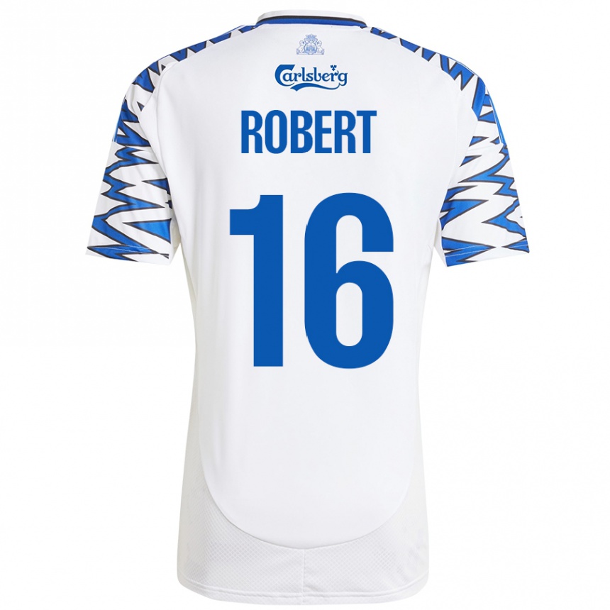 Vaikiškas Robert #16 Baltas Dangus Mėlynas Namų Marškinėliai 2024/25 T-Shirt