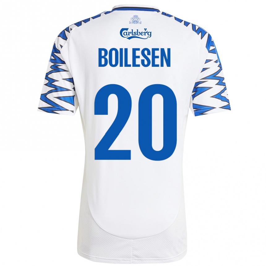 Vaikiškas Nicolai Boilesen #20 Baltas Dangus Mėlynas Namų Marškinėliai 2024/25 T-Shirt