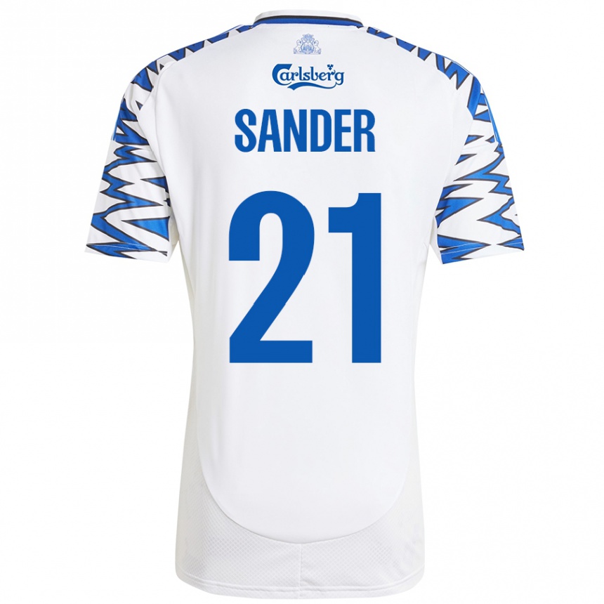 Vaikiškas Theo Sander #21 Baltas Dangus Mėlynas Namų Marškinėliai 2024/25 T-Shirt