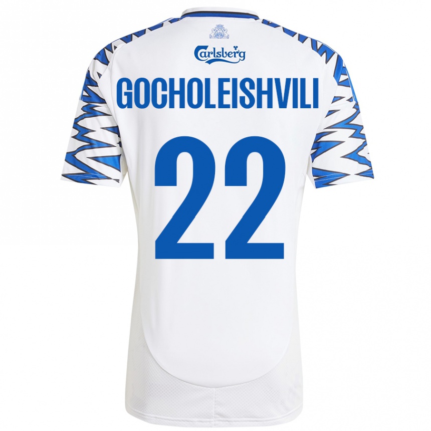 Vaikiškas Giorgi Gocholeishvili #22 Baltas Dangus Mėlynas Namų Marškinėliai 2024/25 T-Shirt