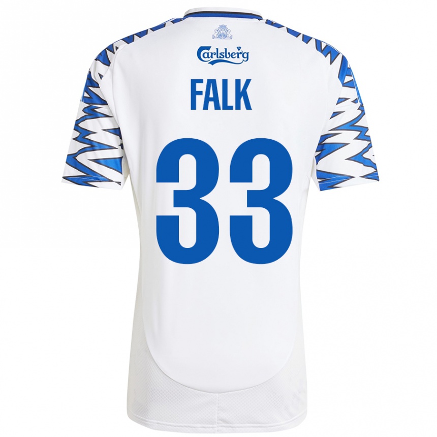 Vaikiškas Rasmus Falk #33 Baltas Dangus Mėlynas Namų Marškinėliai 2024/25 T-Shirt