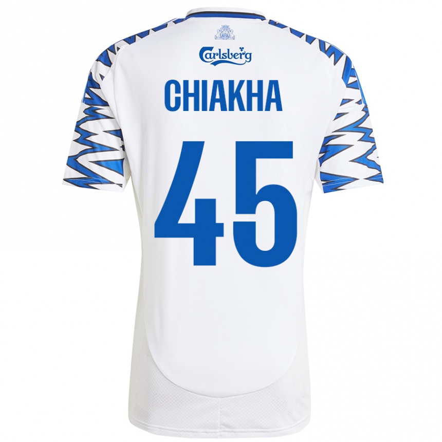 Vaikiškas Amin Chiakha #45 Baltas Dangus Mėlynas Namų Marškinėliai 2024/25 T-Shirt