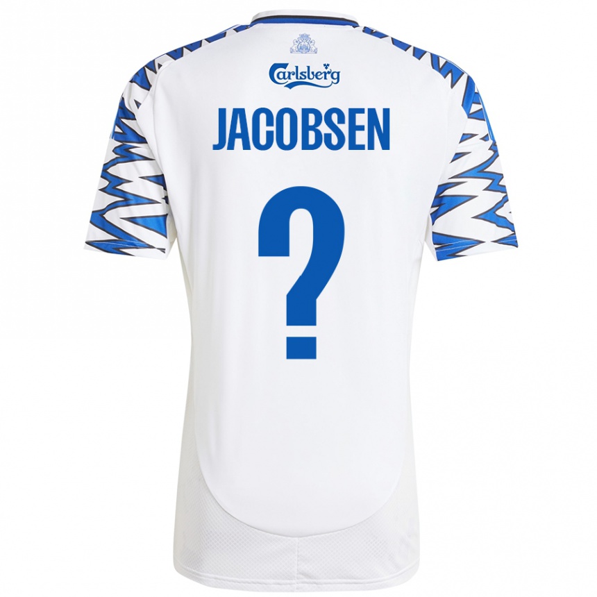 Vaikiškas Holger Jacobsen #0 Baltas Dangus Mėlynas Namų Marškinėliai 2024/25 T-Shirt